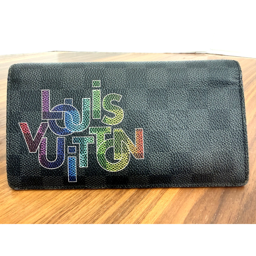 LOUIS VUITTON Portefeuille Brazza TA4129 Damier Graphite Rainbow VIRGIL ABLOH